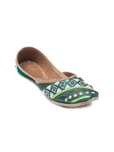 Dapper Feet-Fancy Nancy Women Green Embellished Fashion Flats