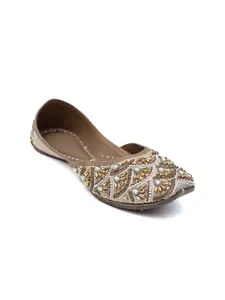 Dapper Feet-Fancy Nancy Women Gold-Toned Embellished Fashion Flats
