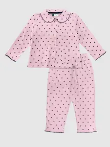 Moms Love Girls Pink Printed Night suit