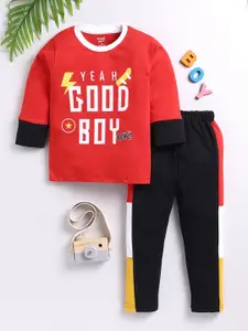 Toonyport Boys Red Printed T-shirt with Trousers