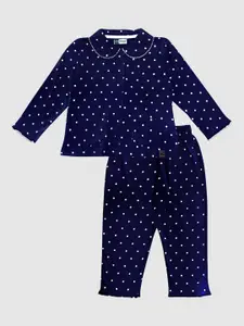 Moms Love Girls Blue Printed Night suit