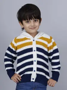 JoE Hazel Boys Striped Hooded Acrylic Cardigan Sweater