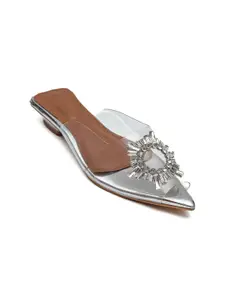 Dapper Feet-Fancy Nancy Women Silver-Toned Embellished Fashion Flats