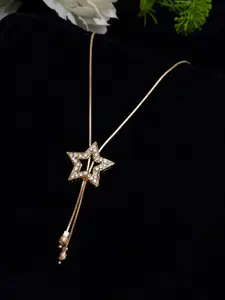 Mali Fionna Gold-Plated CZ-Stone Studded Star-Shape Pendant With Chain