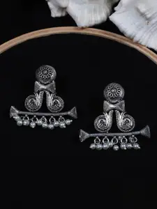 FIROZA Silver-Toned Contemporary Drop Earrings
