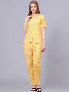 HIGHLIGHT FASHION EXPORT Women Yellow & Yellow Printed Night suit