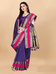 ZIBLON Purple Art Silk Kanjeevaram Saree