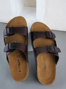 Carlton London Buckle Detailed Open Toe Comfort Sandals