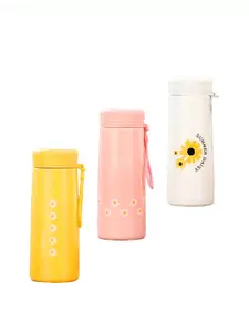 WELOUR Yellow 3 Pieces Glass Solid Water Bottles