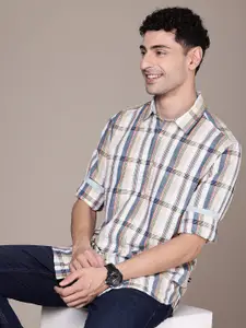 Nautica Pure Cotton Classic Fit Opaque Checked Casual Shirt