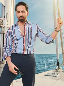 Nautica Pure Cotton Slim Fit Opaque Striped Casual Shirt