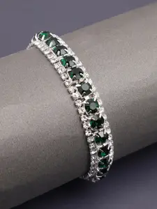 DressBerry Women Green Silver-Plated Wraparound Bracelet