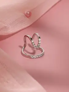 DressBerry Silver-Plated Stones Studded Finger Ring