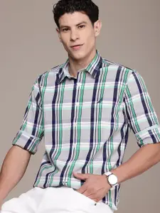 Nautica Opaque Checked Pure Cotton Slim Fit Casual Shirt