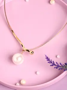 DressBerry White Gold-Plated Beads Minimal Necklace