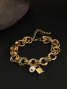 DressBerry Women Gold-Toned Gold-Plated Link Bracelet
