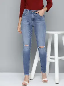 Levis Women Skinny Fit High-Rise Slash Knee Heavy Fade Stretchable Jeans