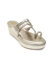 Dapper Feet-Fancy Nancy Gold-Toned Embellished Party Platform Sandals