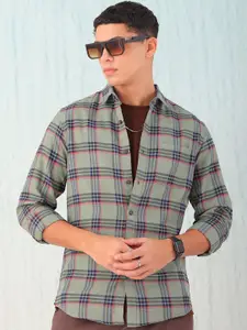 Hardsoda by The Indian Garage Co Men Green Checked Casual Shirt