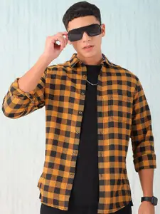 Hardsoda by The Indian Garage Co Men Yellow Checked Casual Shirt