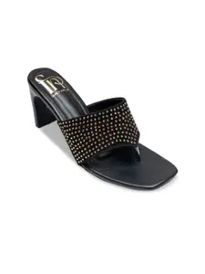 Dapper Feet-Fancy Nancy Black Embellished Party Block Sandals