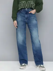 Levis Women Straight Fit High Rise Heavy Fade Stretchable Jeans