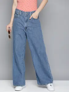 Levis Women Wide Leg Flared High-Rise Mid-Rise Jeans