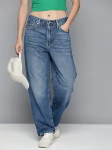 Levis Women Wide Leg High-Rise Pure Cotton Heavy Fade Jeans