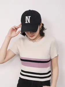 StyleCast Girls White & Black Striped Pullover Sweater