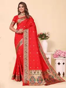 Ekta Textiles Ethnic Motifs Woven Design Zari Pure Silk Ready to Wear Banarasi Saree