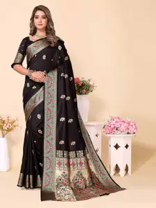 Ekta Textiles Ethnic Motifs Woven Design Zari Pure Silk Banarasi Saree