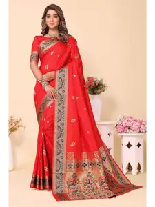 Ekta Textiles Ethnic Motifs Woven Design Zari Pure Silk Banarasi Saree