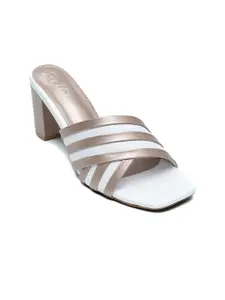 Dapper Feet-Fancy Nancy White Textured Block Sandals