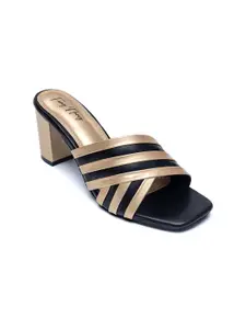 Dapper Feet-Fancy Nancy Black Textured Block Sandals