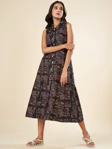 AKKRITI BY PANTALOONS Abstract Print Sleeveless A-Line Midi Dress