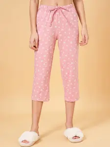 Dreamz by Pantaloons Women Floral Printed Mid-Rise Pure Cotton Capri Lounge Pant