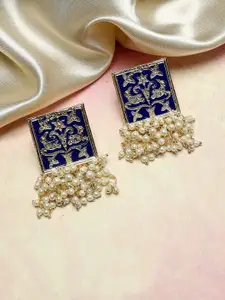Anouk Gold-Plated Meenakari Artificial Stones Studded Drop Earrings