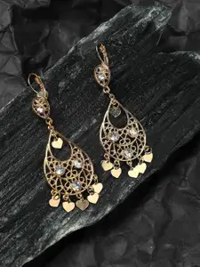 Anouk Gold Plated Stone Studded Contemporary Drop Earrings