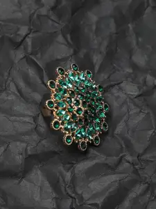 Anouk Gold-Plated Stone Studded Circle Statement Finger Ring