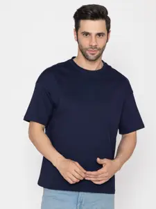 TITTLI Round Neck Drop-Shoulder Sleeves Oversized Pure Cotton T-shirt