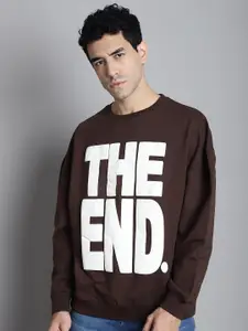 DOOR74 The End Printed Long Sleeves Oversized Pullover Sweatshirt