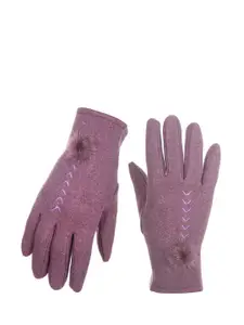 Alexvyan Women Patterned Touch Screen Fleece Hand Gloves