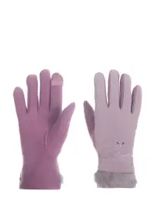 Alexvyan Women Patterned Touch Screen Wind & Snow Proof Fleece Warm Hand Gloves
