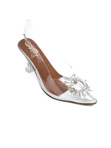 Dapper Feet-Fancy Nancy Silver-Toned Embellished Party Stiletto Sandals