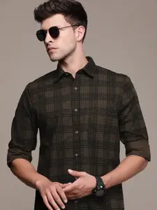 WROGN Men Tartan Checks Pure Cotton Casual Shirt