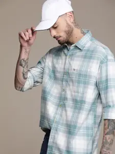 WROGN Checked Drop-Shoulder Sleeves Oversized Casual Shirt