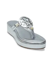 Dapper Feet-Fancy Nancy Silver-Toned Platform Sandals