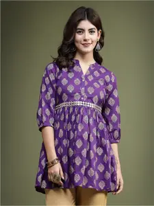 Sangria Printed Pure Cotton A-Line Short Kurti