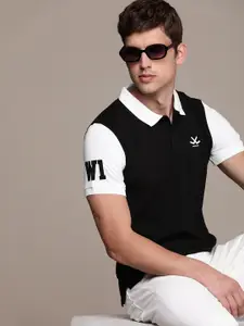 WROGN Colourblocked Embroidered Polo Collar Slim Fit T-shirt