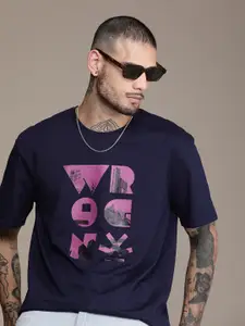 WROGN Printed Drop-Shoulder Sleeves Oversized T-shirt